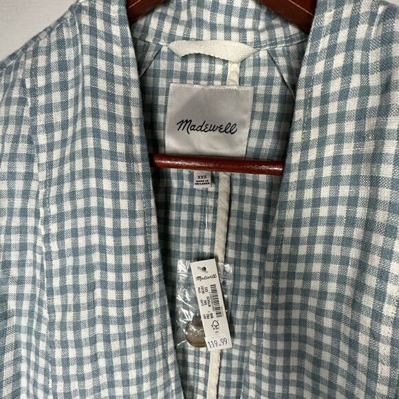 NWTs Madewell Linen Collarless Blazer in Gingham Check Size XXS - Picture 5 of 12